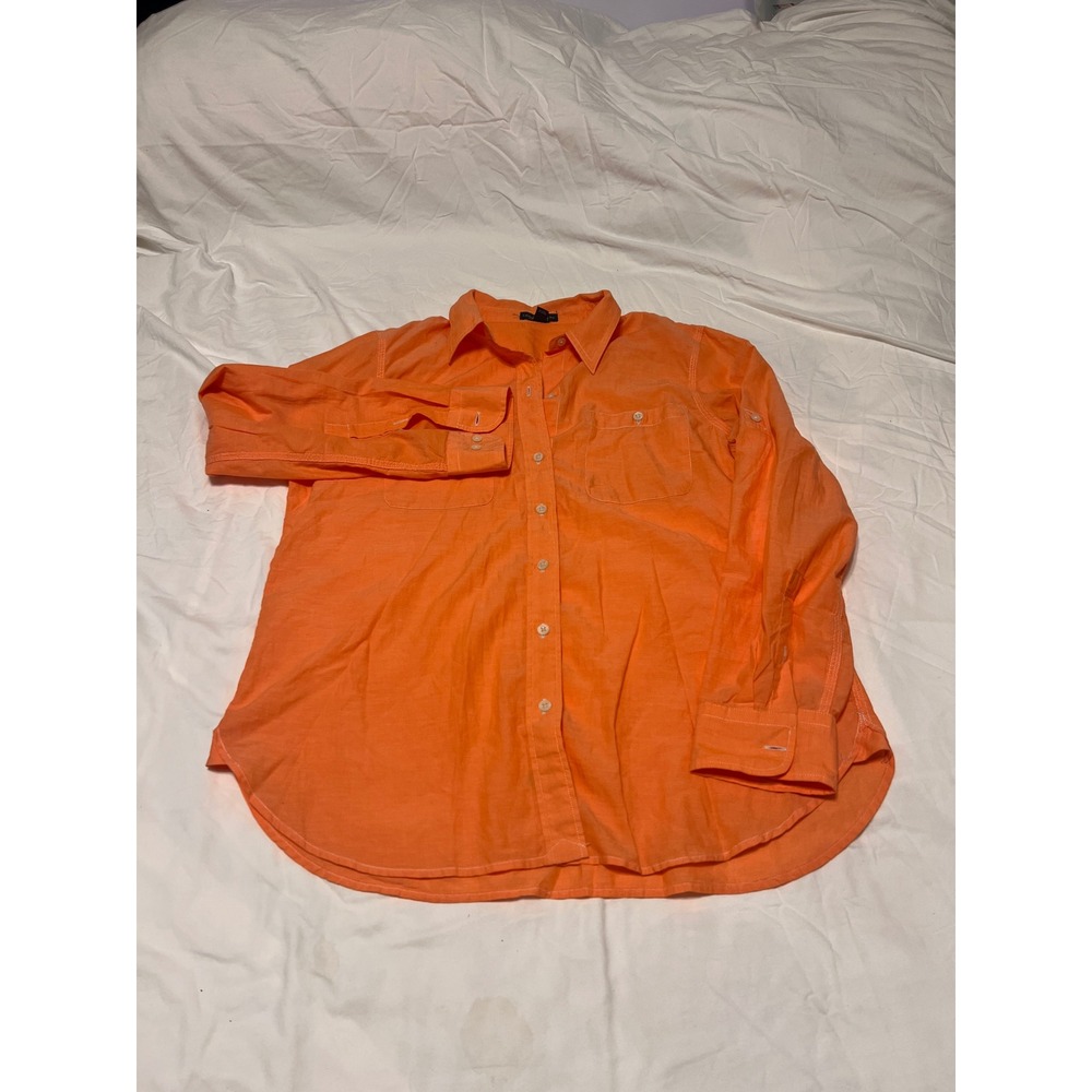 Lauren Ralph Lauren Jeans Co Orange Cotton Button Down Shirt Large Long Sleeve